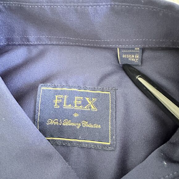 Flex Dress Shirt Mens Size M Navy Blue Luxury Collection Designed in Italy - Picture 5 of 10